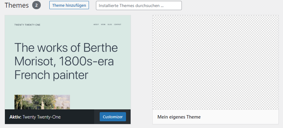 Child-Theme in der Theme-Ansicht