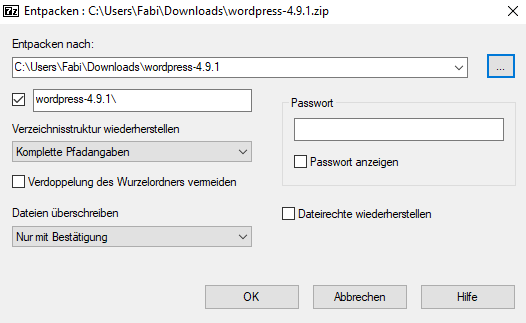7Zip entpacken